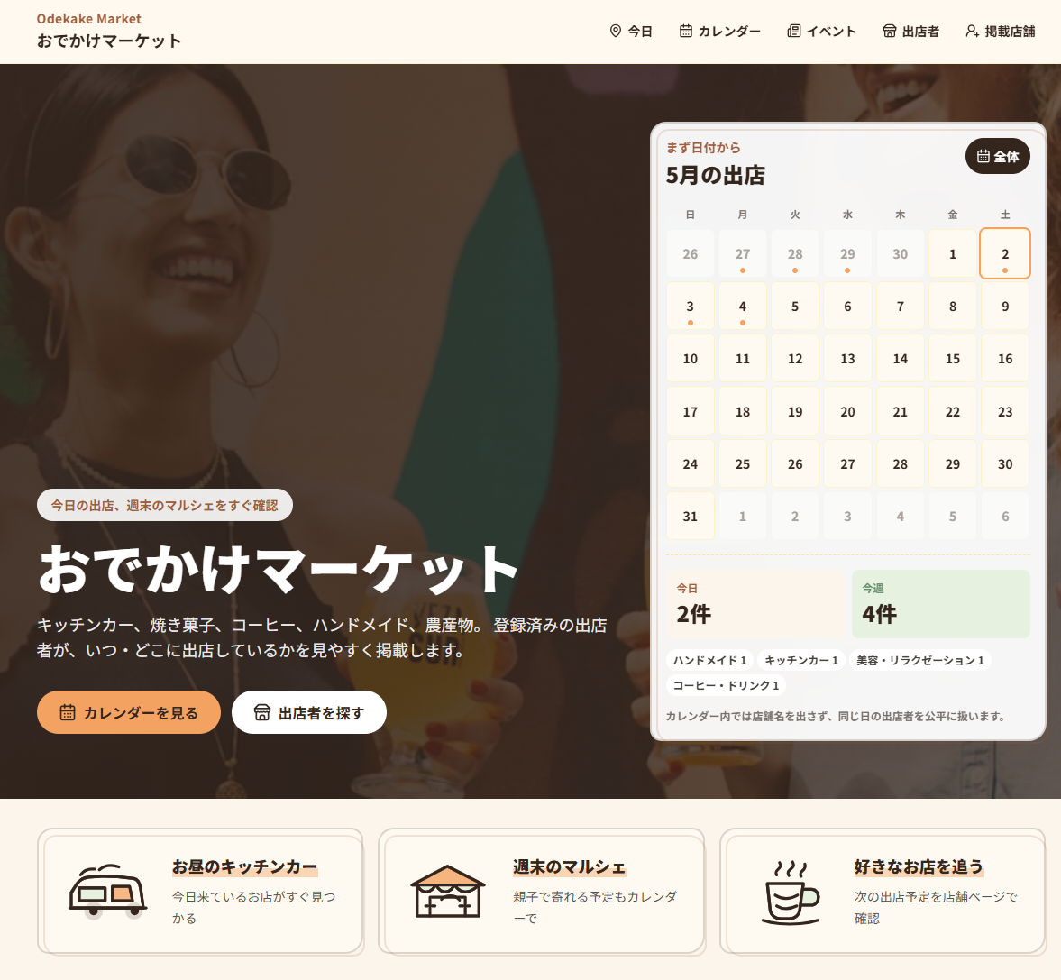 お出かけマーケットの画面スクリーンショット